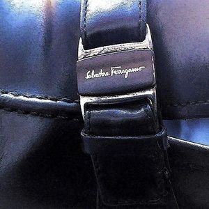 Ferragamo Men’s Patent Leather Loafer w/Silver Buckle, Black, 10 D.